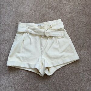 Frame Leather Cream High Waist Women's Shorts